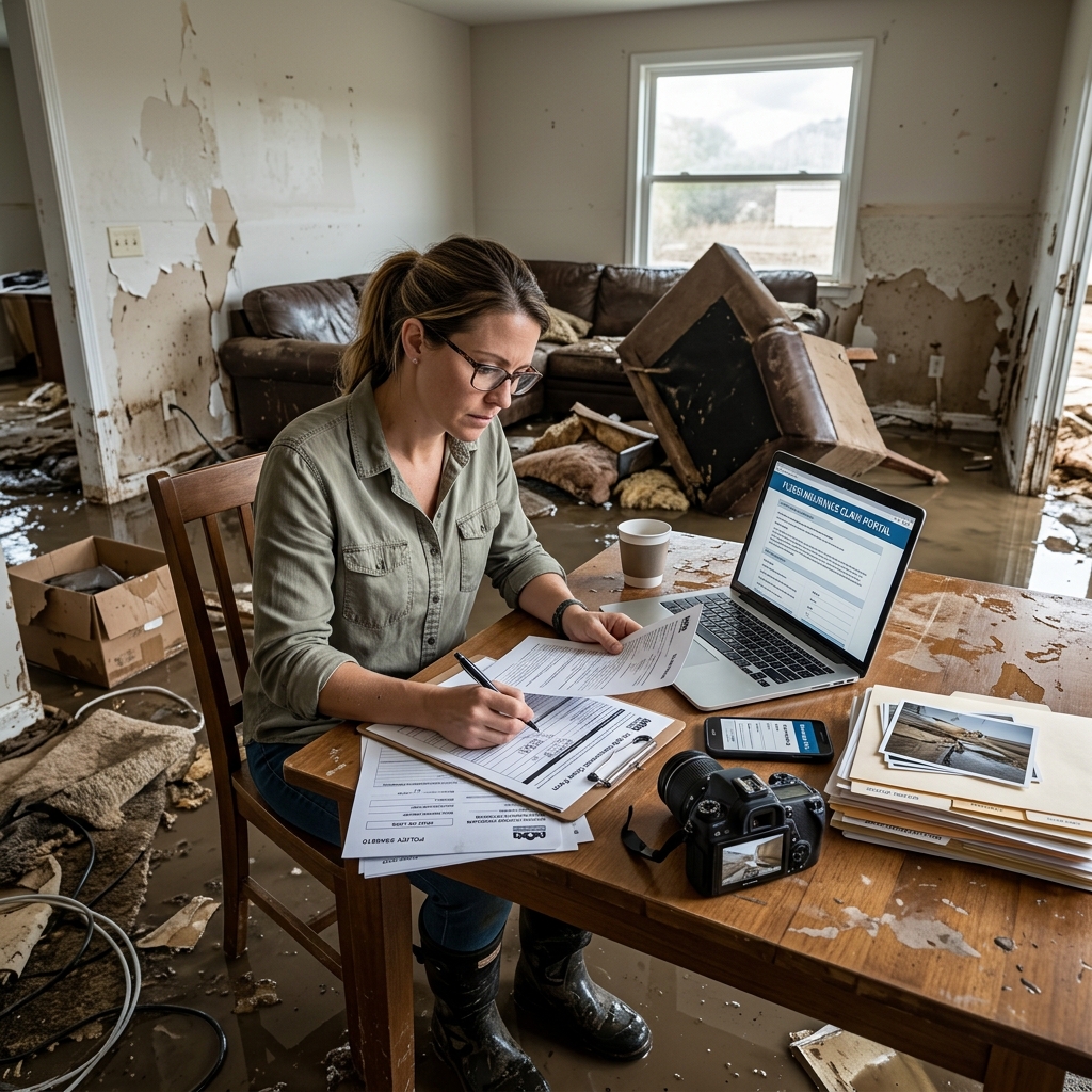 Learn how to safely return home, document flood damage, work with adjusters, and navigate the flood insurance claims process from start to payment.