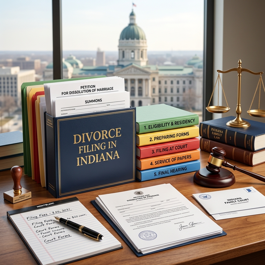 Understand Indiana divorce requirements, paperwork, timelines and court procedures so you can navigate your dissolution of marriage with greater confidence.
