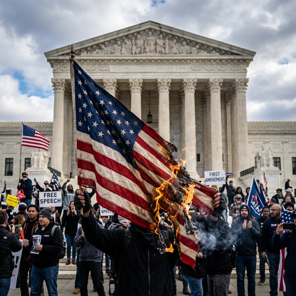 Understanding when burning the American flag is protected political expression and when it can still lead to criminal liability.