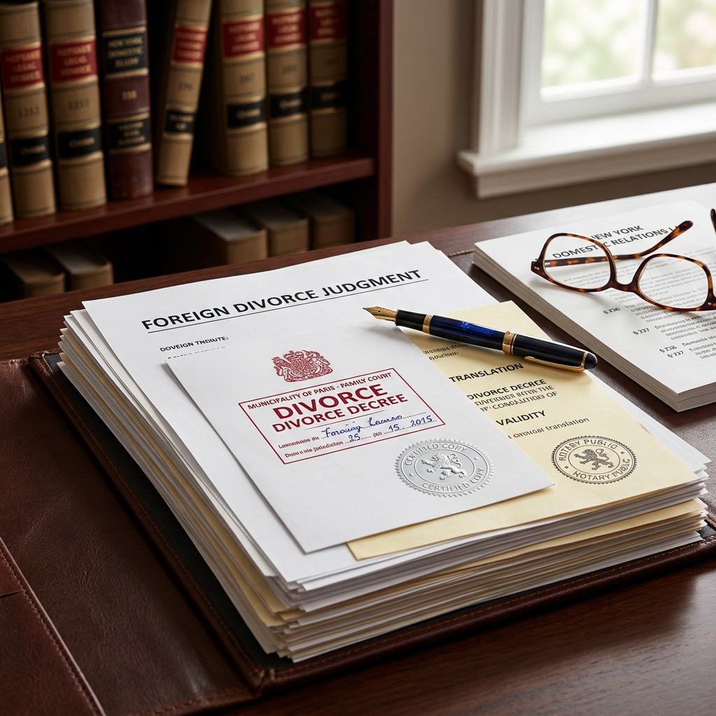 Understand when New York recognizes an overseas divorce and what proof courts may expect.