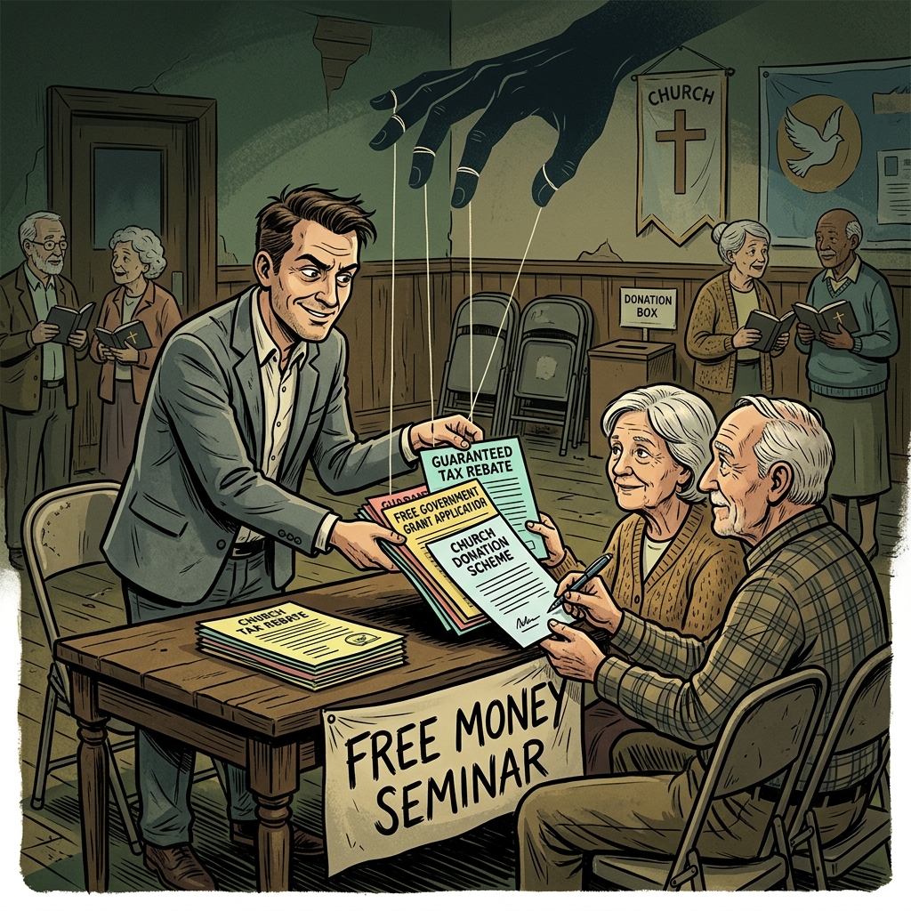 Free Money Tax Schemes: How Scammers Target Seniors and Churchgoers A detailed guide to understanding and avoiding fake “free money” tax refund schemes aimed at seniors and faith communities.