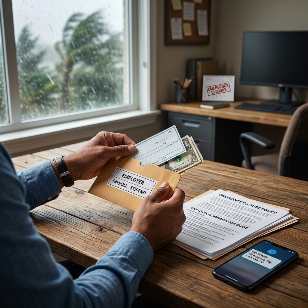 Understand when you are entitled to wages if your workplace shuts down suddenly because of weather, disasters or other emergencies.