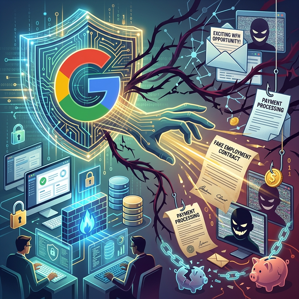 How scammers exploit big tech brands for bogus work‑from‑home jobs — and what Google’s legal push means for everyday internet users.