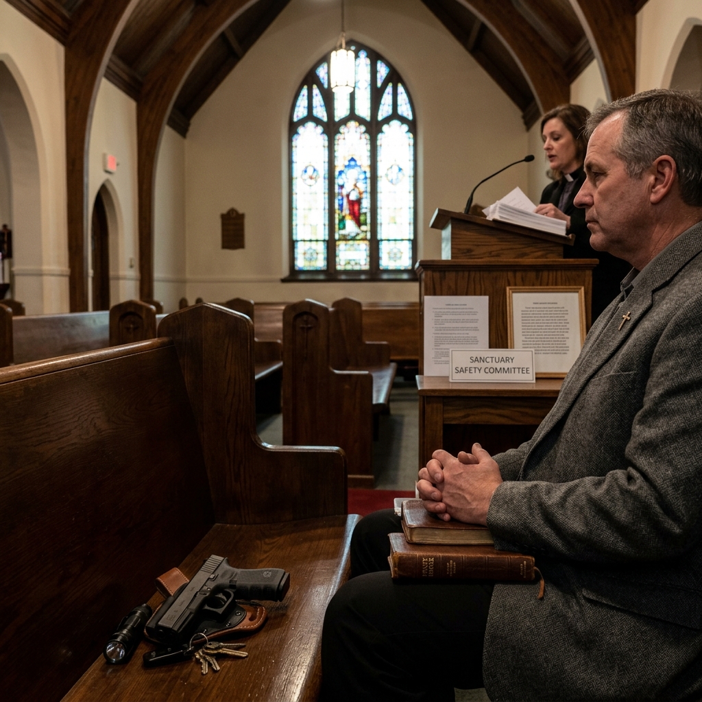 How U.S. churches navigate gun laws, security planning, theology, and community expectations in an age of rising public violence.