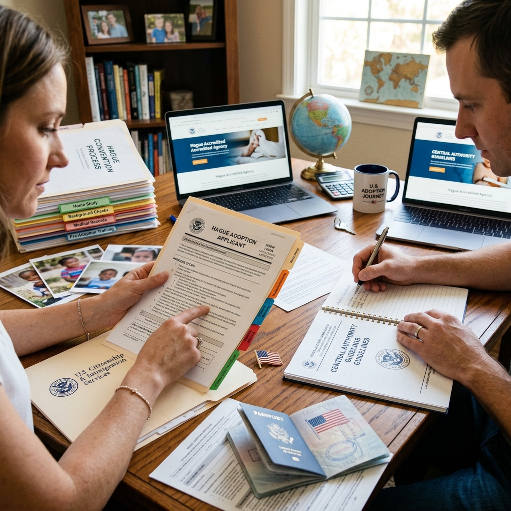 Hague Adoption: A Practical Guide for U.S. Families A clear, step-by-step guide to the Hague adoption process for U.S. citizens adopting from Convention countries.