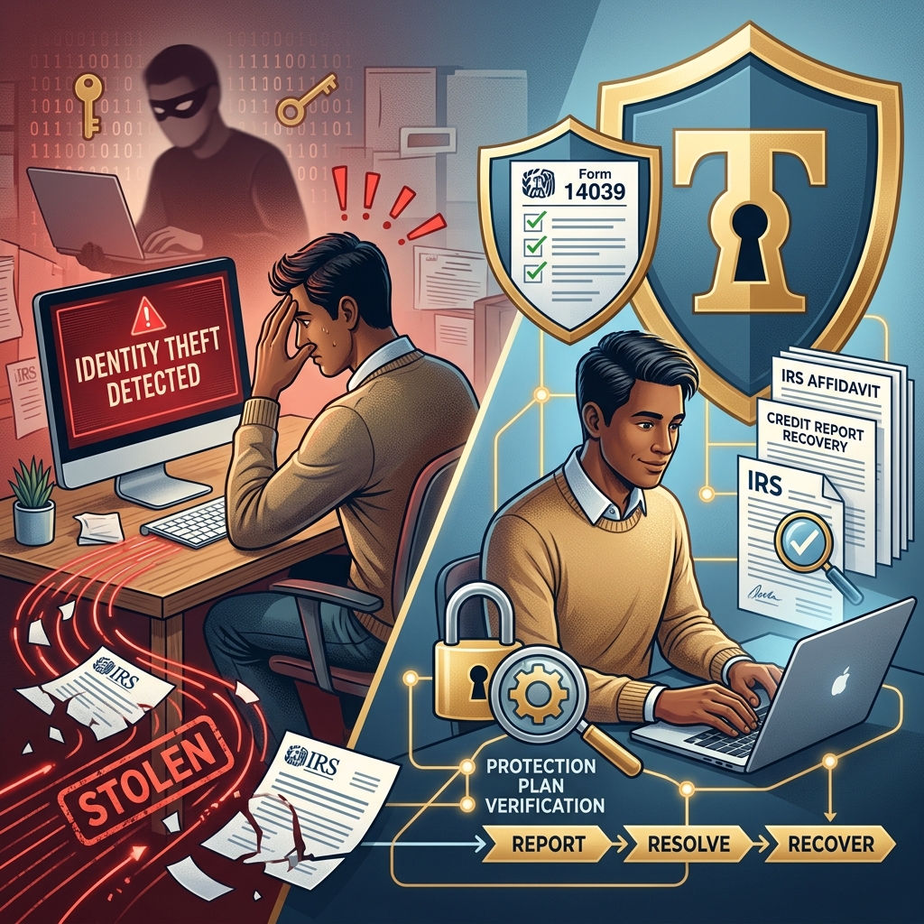 Learn how tax identity theft happens, how to respond step-by-step, and what you can do to protect future tax returns and your personal data.