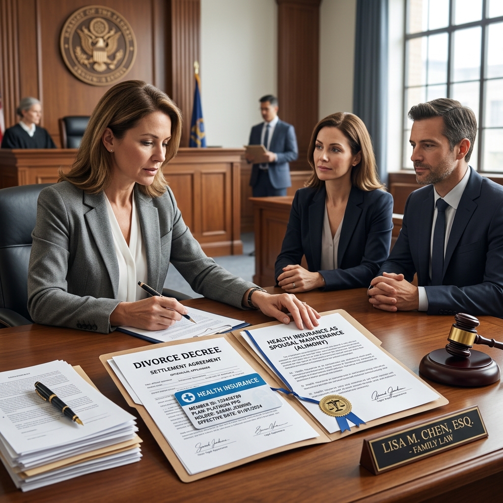 How courts, spouses, and lawyers handle health insurance costs as part of spousal support when a marriage ends.