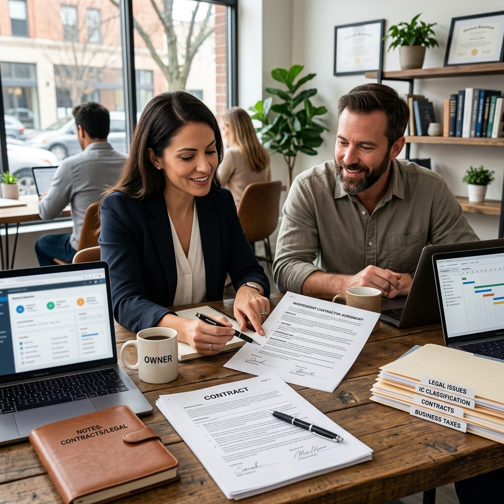 Learn how to hire and manage independent contractors legally while reducing misclassification, tax, and compliance risks.