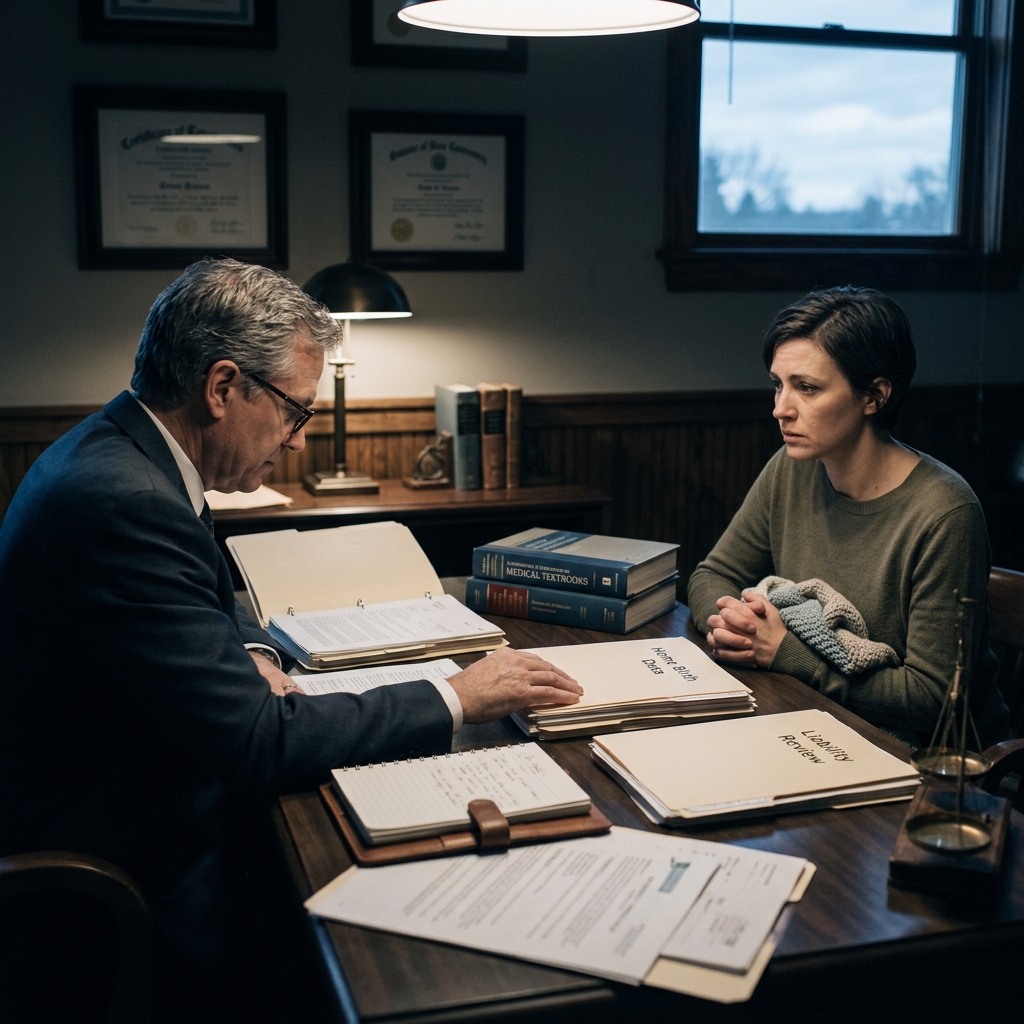 Exploring how law, medicine and ethics collide when a planned home birth ends in tragedy and questions of midwife responsibility arise.