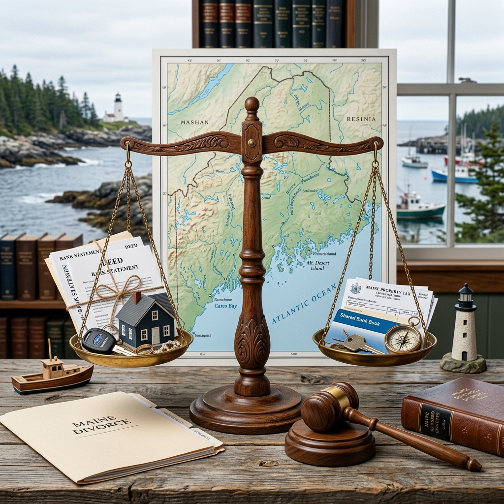 Understand how Maine classifies, values, and fairly divides property and debts in divorce cases.