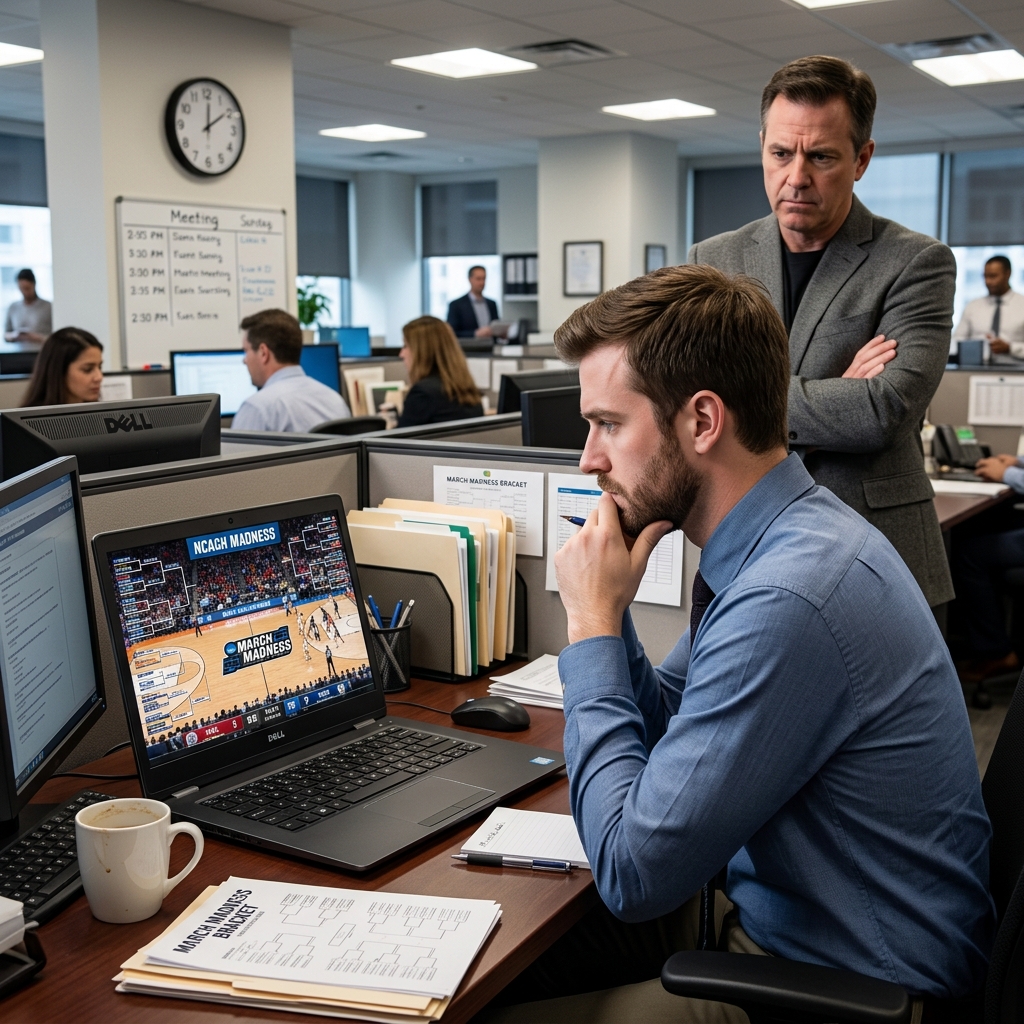 Office brackets, streaming games and team spirit are fun, but March Madness can quietly create real workplace legal and job risks.