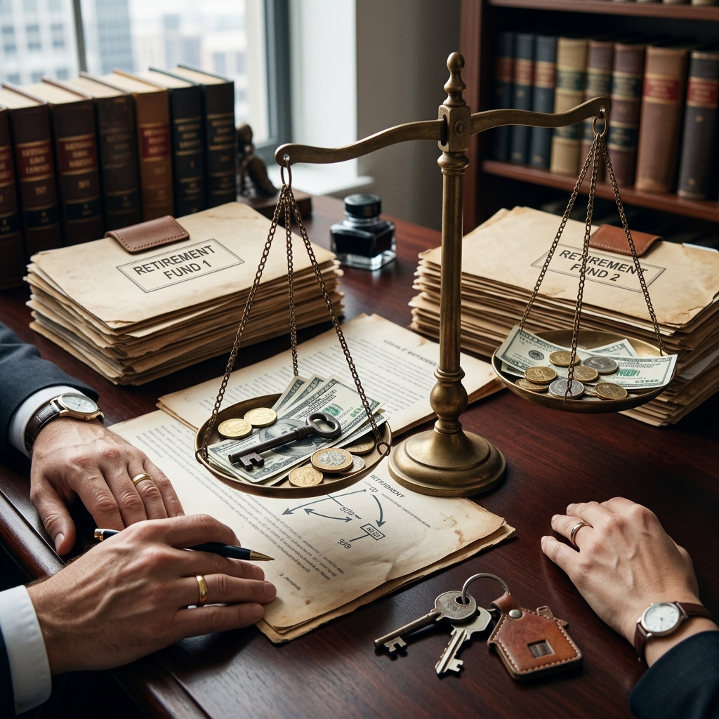 Understand how retirement accounts, pensions, and tax rules shape divorce settlements.