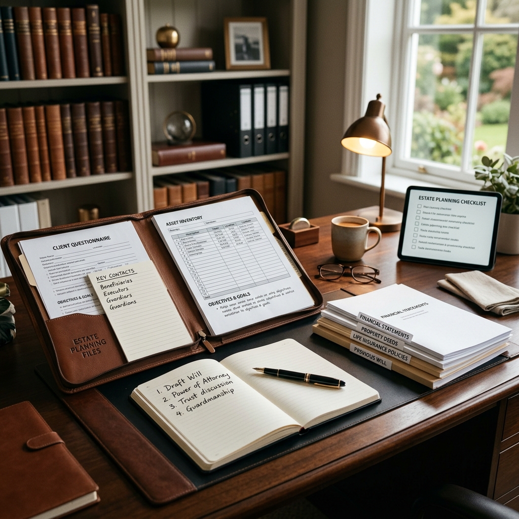 A practical guide to organizing your documents, priorities, and questions before meeting an estate planning lawyer.