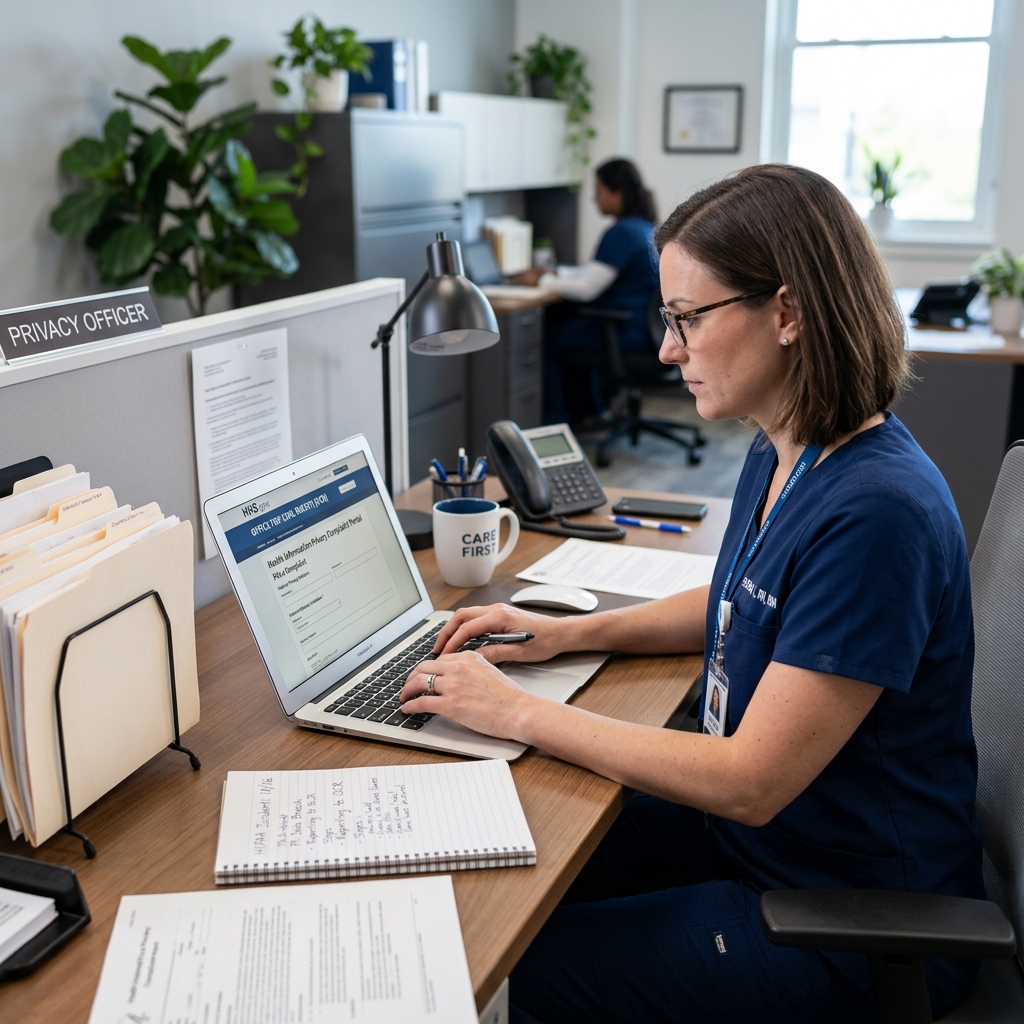 Learn how to document a privacy concern, report it correctly, and escalate a HIPAA complaint when needed.