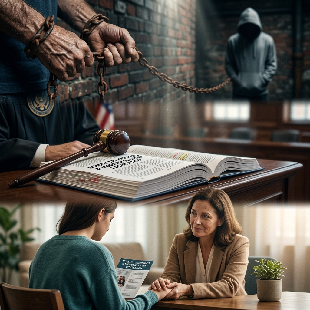 An in-depth legal guide to human trafficking and modern slavery, covering definitions, criminal penalties, and key protections for survivors.