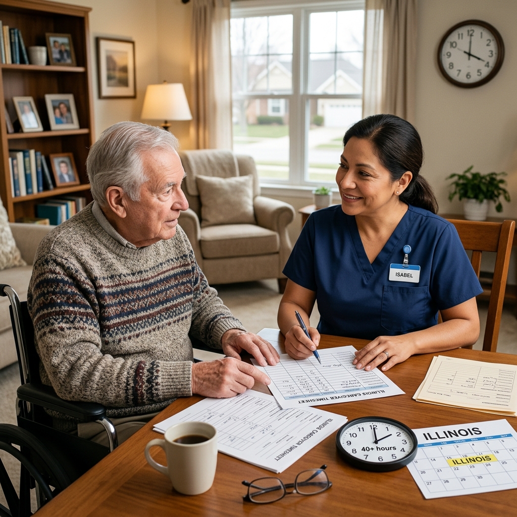 A practical guide to when Illinois households must pay caregivers overtime and related premium wages.
