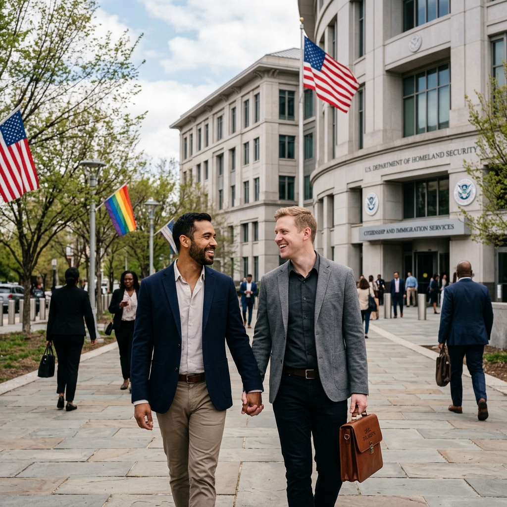 How lawful same‑sex marriages are treated in U.S. immigration, from green cards to visas and naturalization.