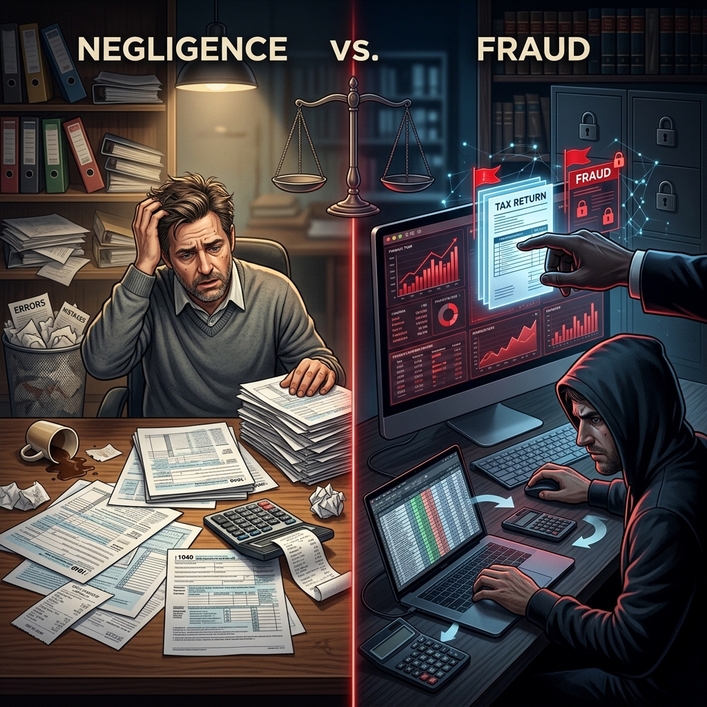 Understand how the IRS distinguishes honest tax mistakes from willful fraud, and what that means for penalties and your legal risk.