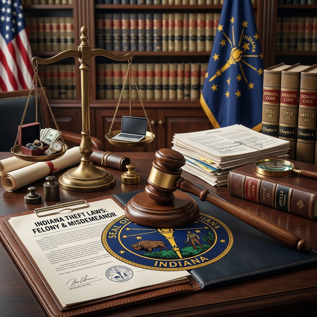 A clear guide to Indiana theft rules, felony thresholds, and penalties.