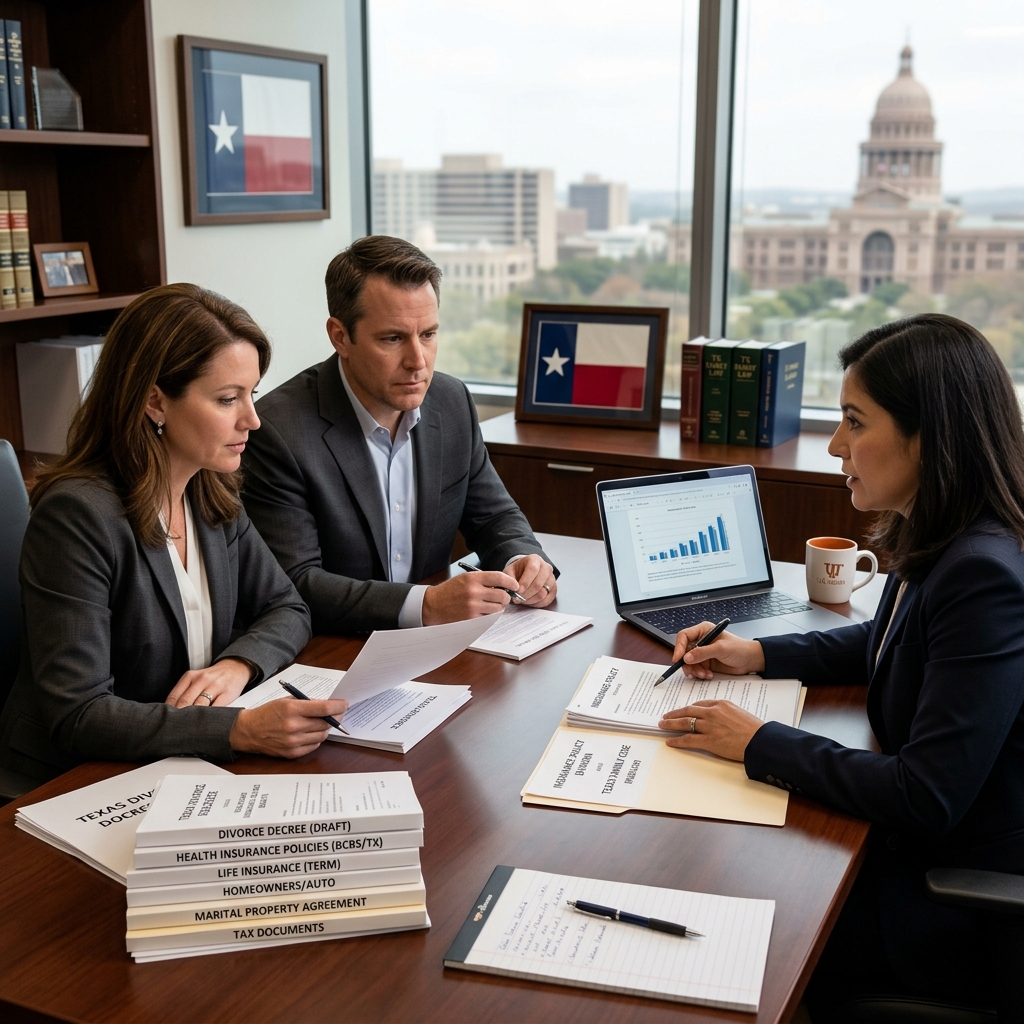 Insurance and Texas Divorce: A Practical Guide Understand how a Texas divorce affects health, life, auto, and home insurance and what steps you can take to protect your coverage.