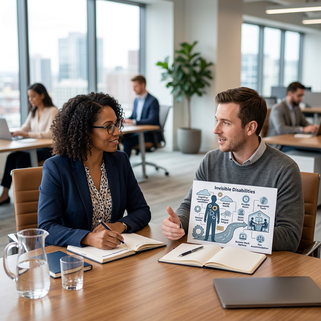 Practical legal and HR guidance to recognize, discuss, and reasonably accommodate invisible disabilities in modern workplaces.