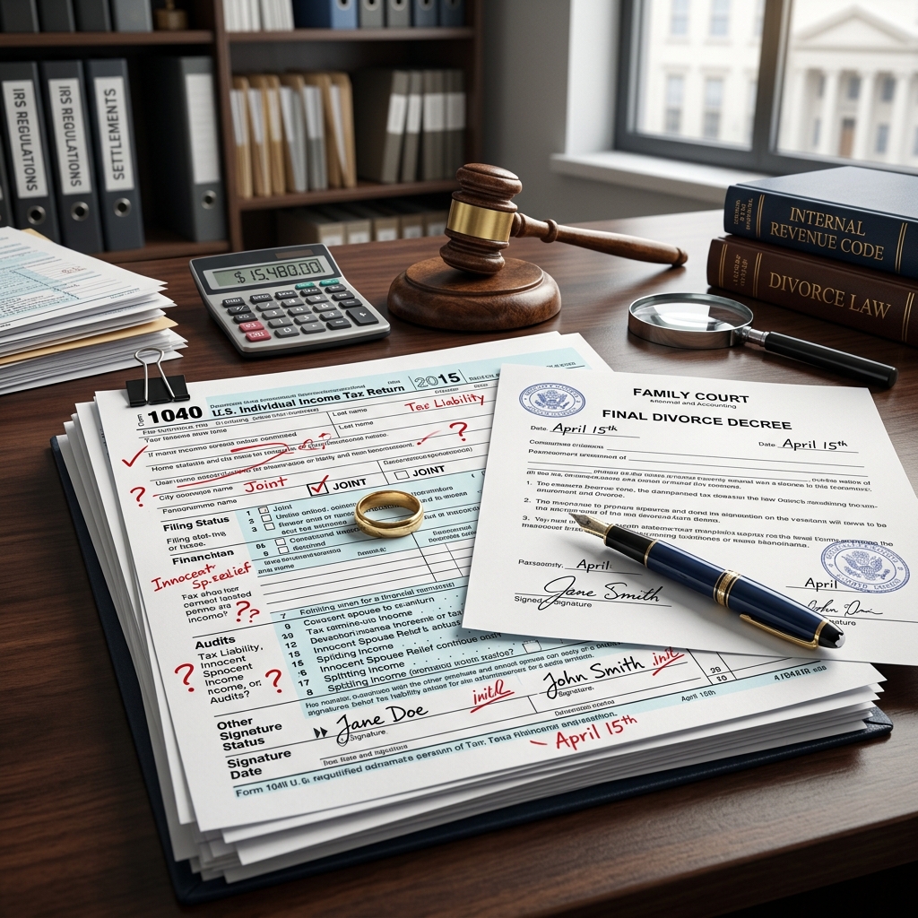How divorcing couples can handle joint tax returns, avoid IRS surprises, and protect child‑related tax benefits.