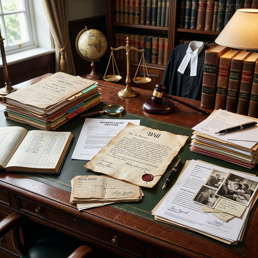 Learn which core documents and proof you must gather to build a strong case when challenging a will or fighting over an estate in probate court.