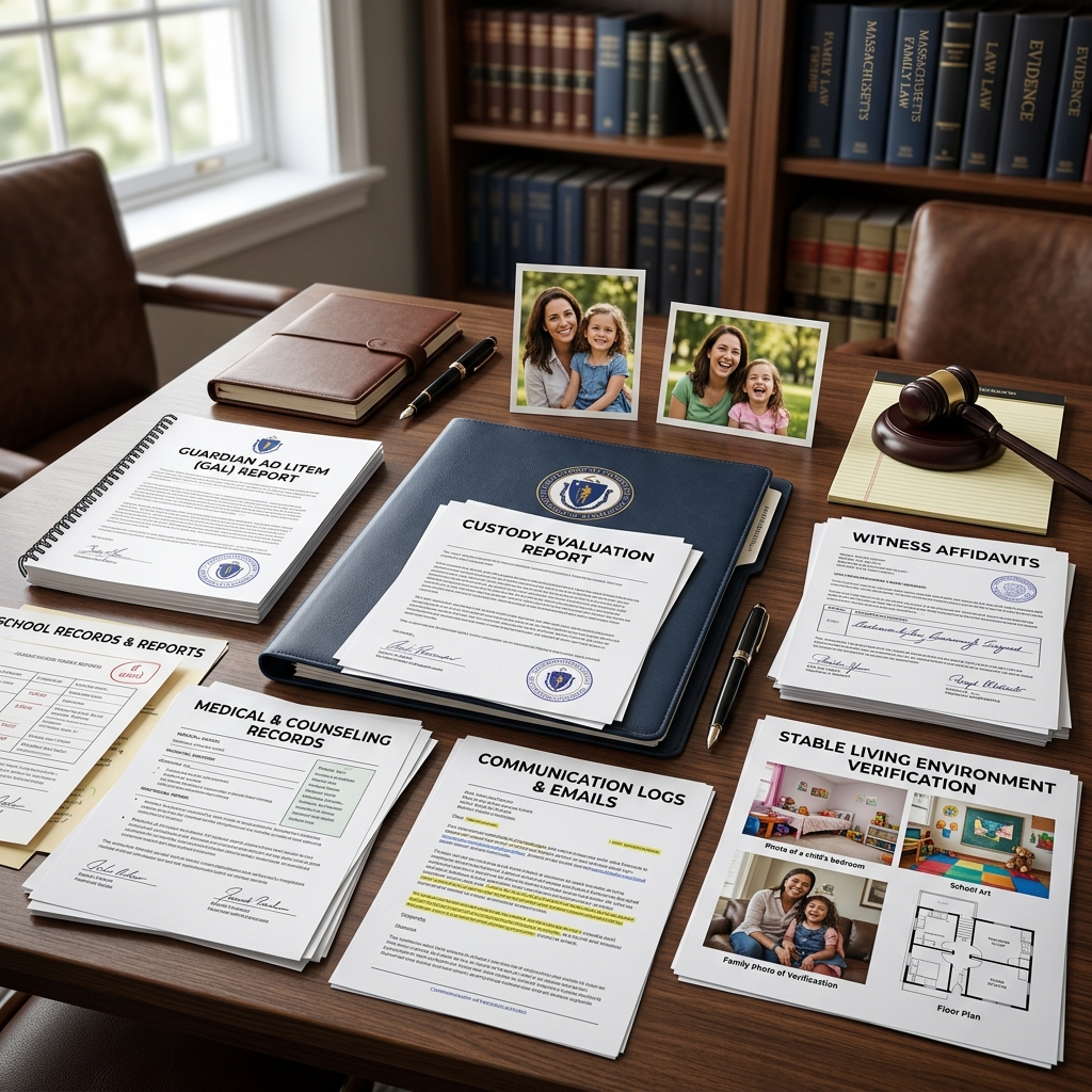 Understand the Massachusetts documents, records, and testimony that most strongly influence child custody and parenting time decisions in court.