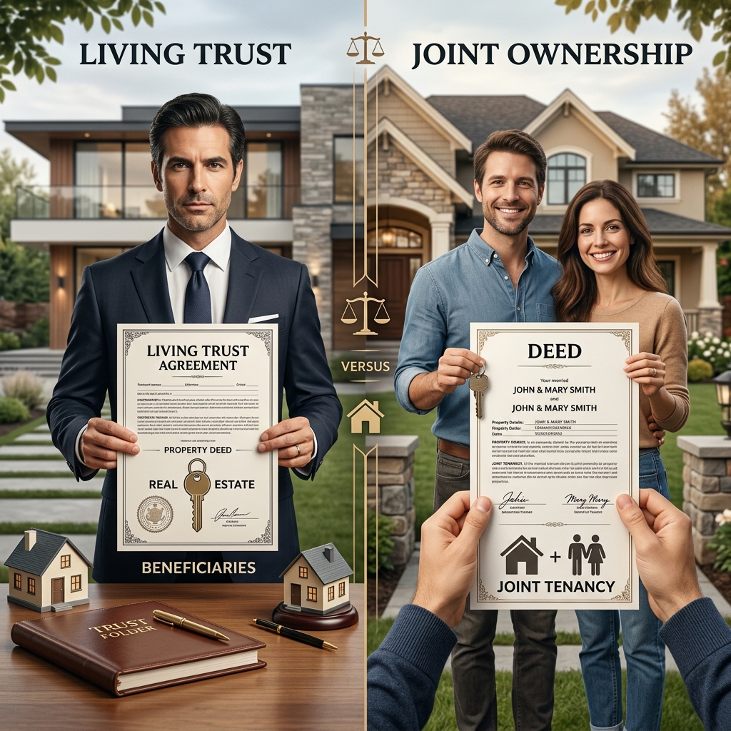 Compare joint ownership and living trusts to decide how best to hold and pass on your home while reducing risks for you and your heirs.