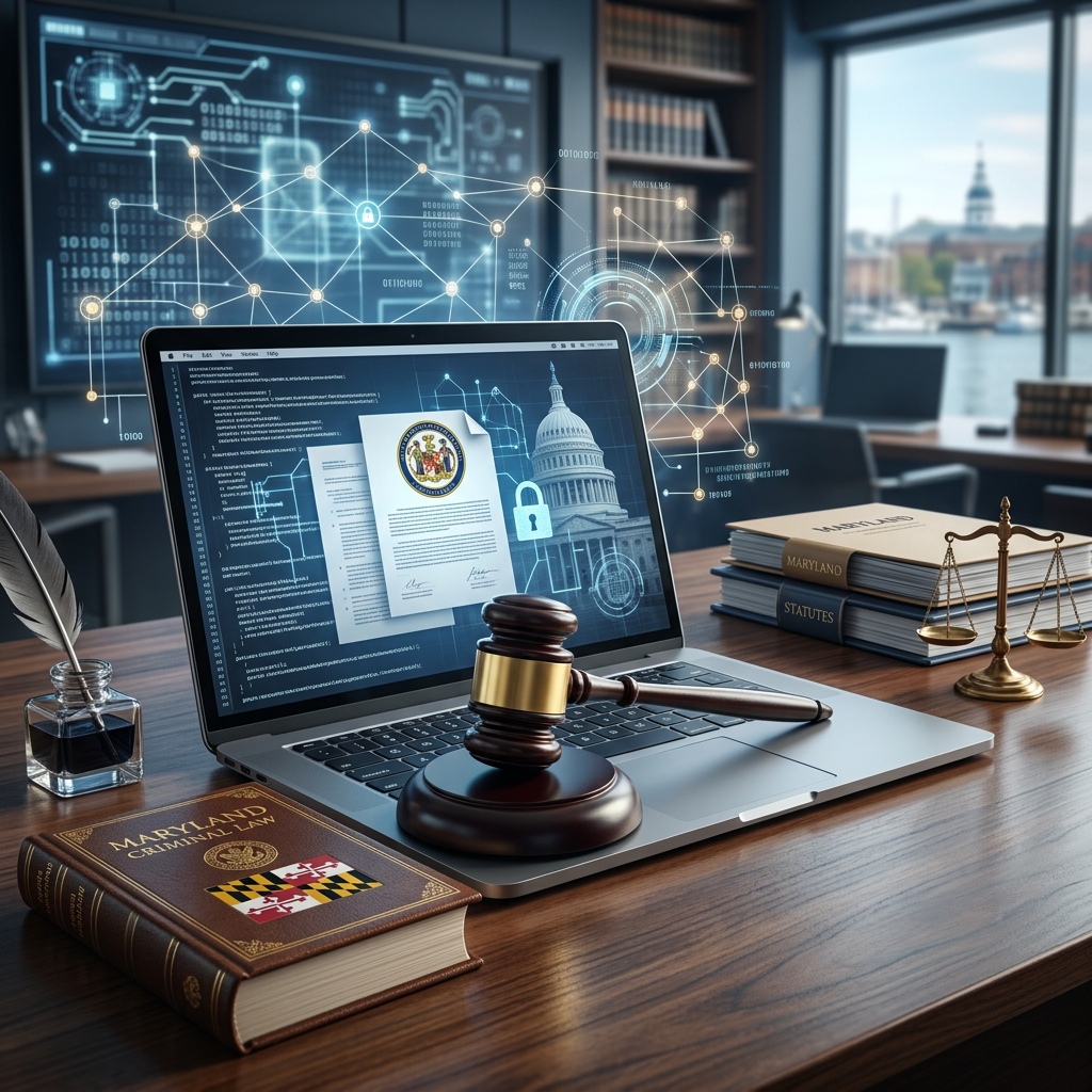 A practical guide to Maryland’s computer crime and cybercrime laws, penalties, and key legal definitions for individuals and businesses.