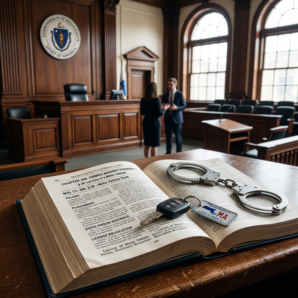 A clear guide to Massachusetts rules on vehicle theft, concealment, and penalties.