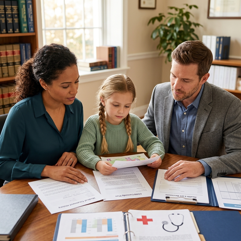 How courts and parents handle medical decisions, health insurance, and treatment disputes in child custody cases.