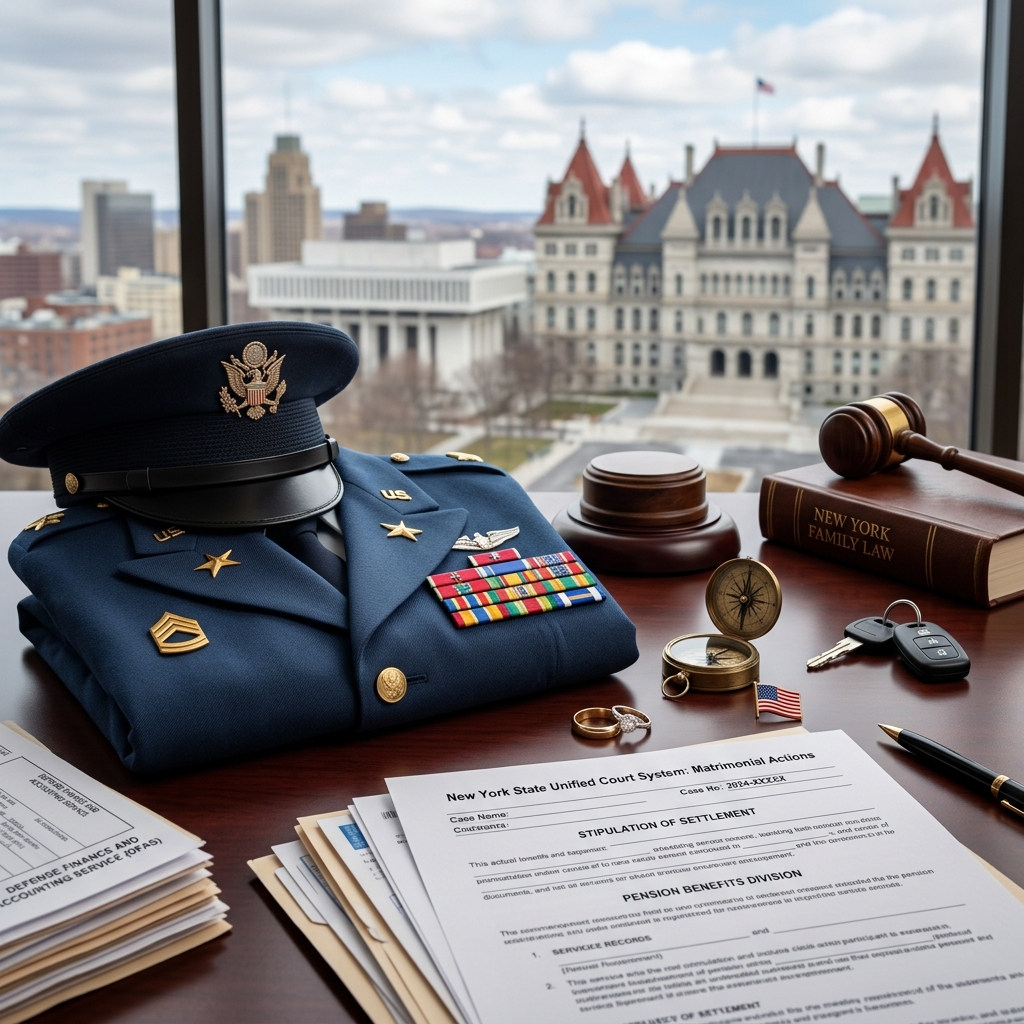 A practical guide to how New York courts handle military retirement benefits, spousal rights, and pension division in divorce.