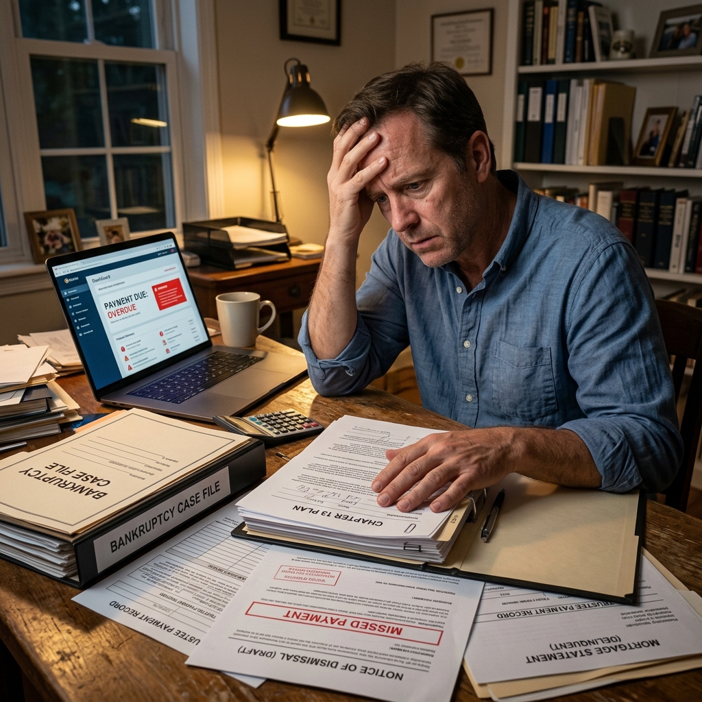 Understand what happens when you miss a Chapter 13 bankruptcy payment and the practical steps you can take to protect your case.
