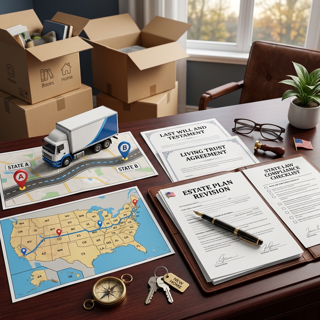 Crossing state lines can quietly disrupt your will, trusts, powers of attorney, and taxes unless you refresh your estate plan for your new home.