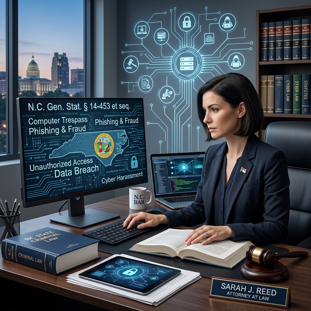 A practical, plain‑language guide to North Carolina computer crime statutes, examples, and penalties for digital misconduct.