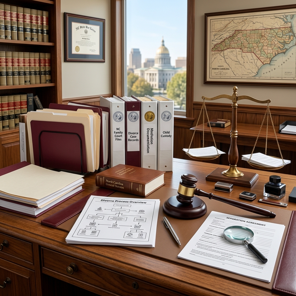 A practical, step-by-step overview of requirements, paperwork, and court procedures for divorcing in North Carolina.