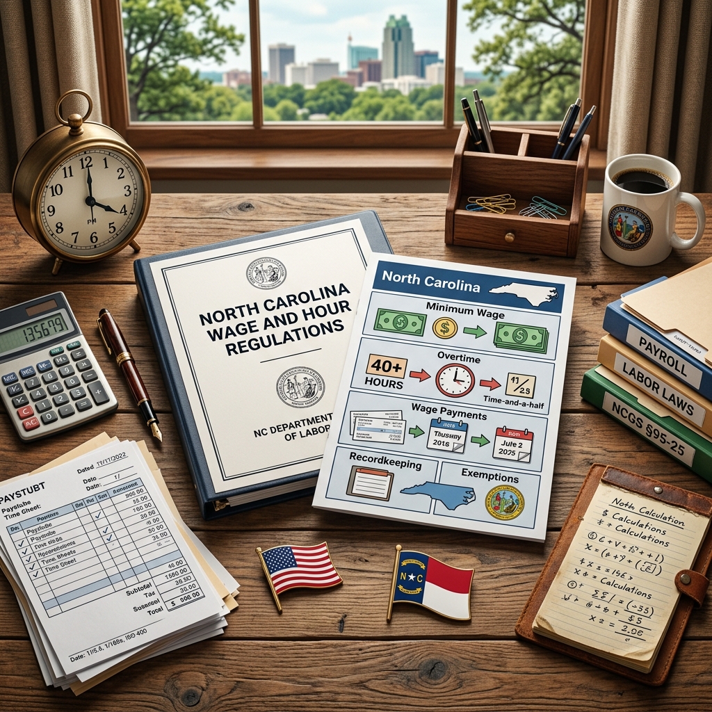 A practical, plain‑language guide to North Carolina’s wage, overtime, youth employment and pay‑day rules for workers and employers.