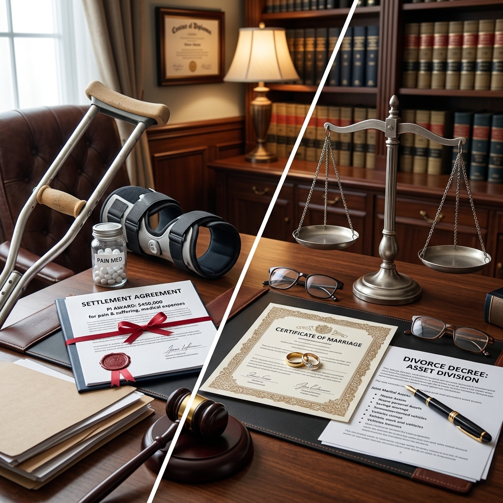 How courts treat personal injury settlements when a marriage ends, and what it means for community versus separate property.