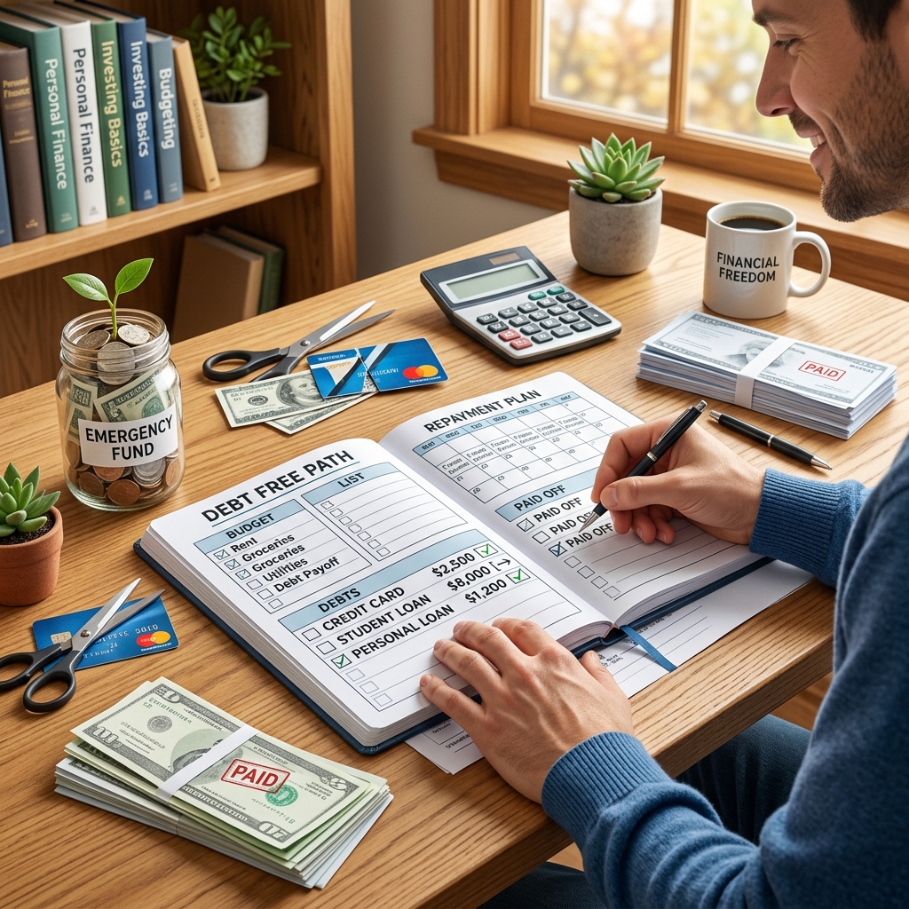 Learn how to understand your debts, talk to creditors, avoid scams, and build a realistic plan to become debt-free and stay that way.