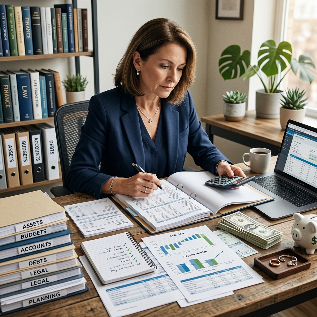A practical roadmap for organizing money, documents, and credit before divorce begins.