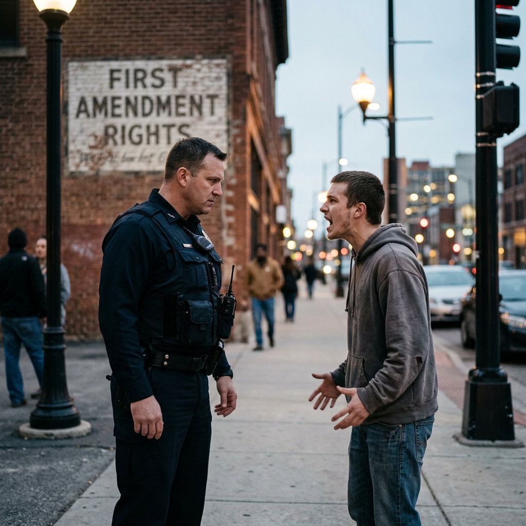 How U.S. free speech law treats profanity, police encounters, and the fine line between protected expression and arrest.