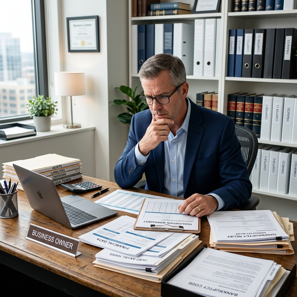 Understand when your business can file Chapter 7, 11, or 13 bankruptcy, what the law requires, and how to prepare the documents and decisions involved.