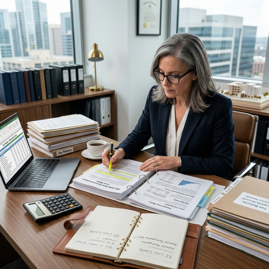 How rental losses, passive activity rules, and real estate professional status interact under federal tax law.