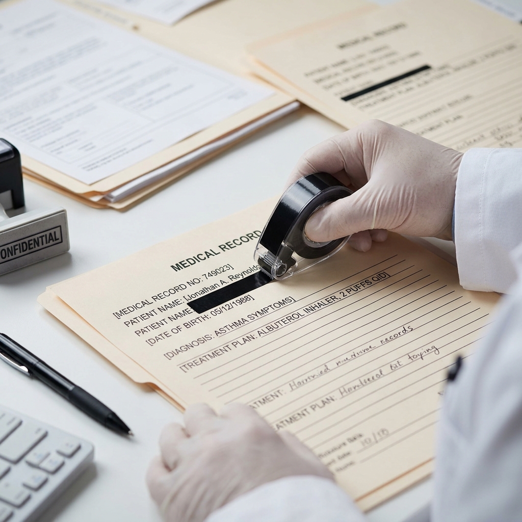 Understand when and how names and identifiers can be blacked out in medical records while staying fully compliant with HIPAA privacy and security rules.