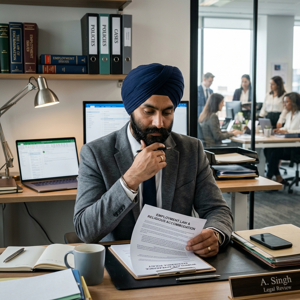 How U.S. employment law handles conflicts between grooming policies and sincerely held religious beliefs about facial hair.