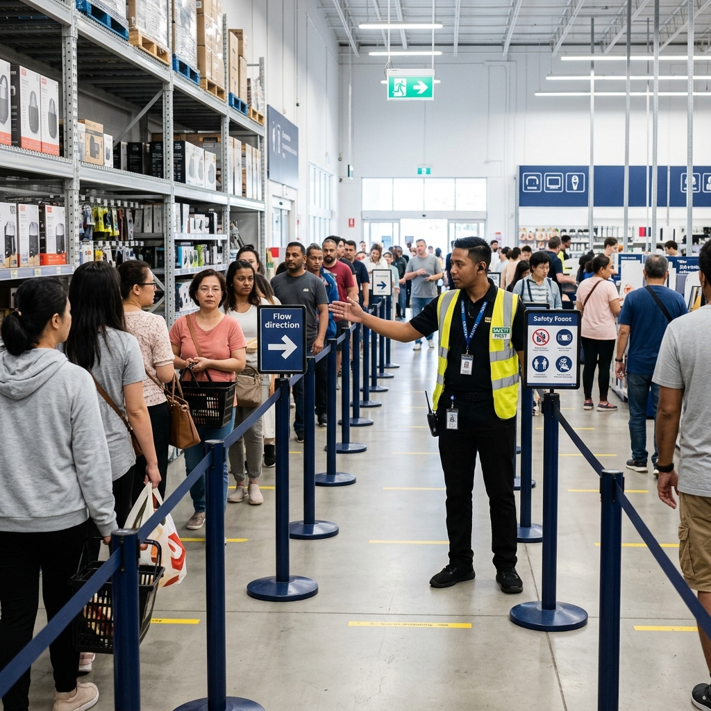 Practical OSHA-aligned crowd management strategies to protect retail workers and customers during high-demand sales events.