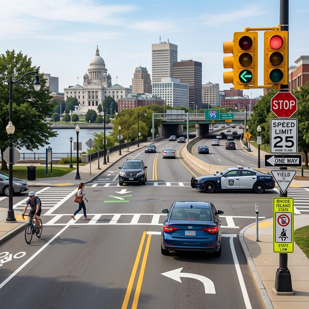 A clear guide to Rhode Island driving rules, penalties, and everyday road safety obligations.