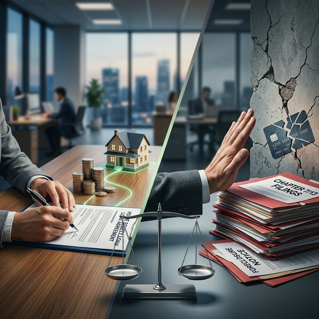 Understand when a second mortgage makes sense, when bankruptcy is safer, and how to compare the risks before you commit.