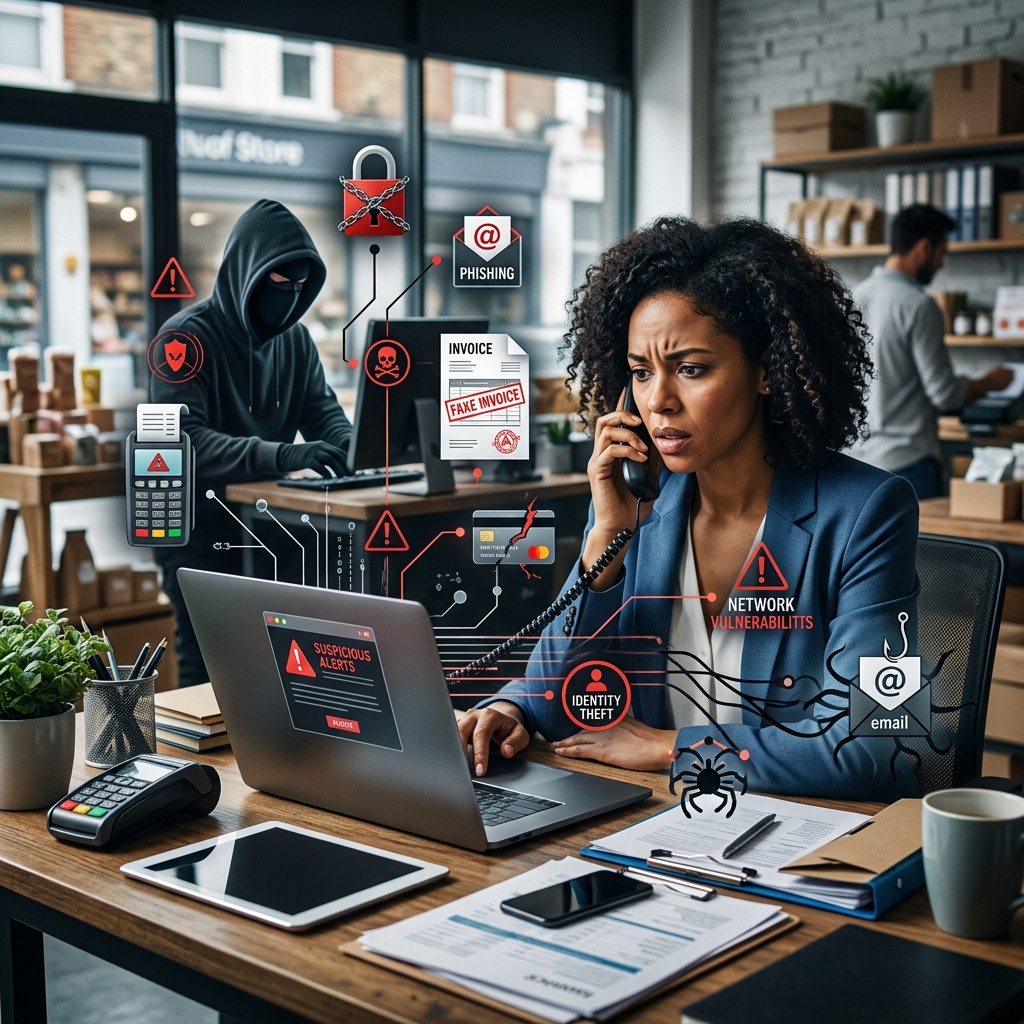 Learn how scammers target small businesses with fake invoices, phishing, impostor schemes, and deepfake fraud—and how to stay a step ahead.